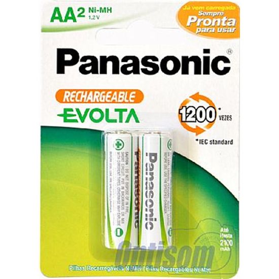 Pilha Recarregável Panasonic AA de 2100 mAh - 2 Unidades Pilha Recarregável Panasonic AA de 2100 mAh - 2 Unidades