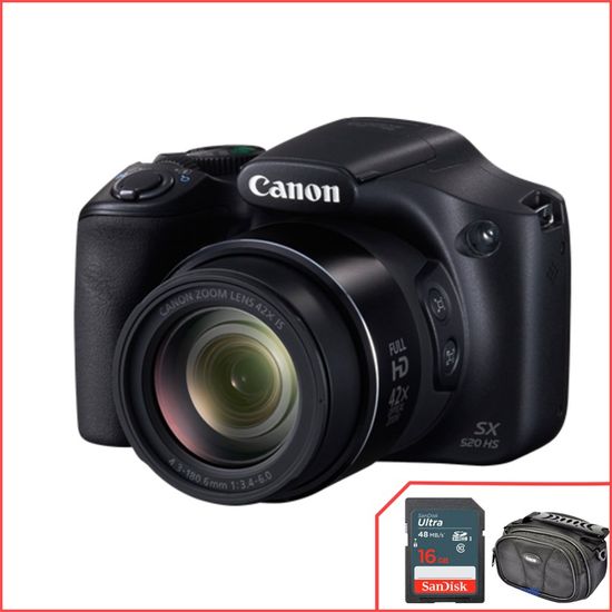 Canon SX520Hs, 16MP, Zoom Optico 42x, LCD 3'', IS + Cartão SanDisk 16Gb. Canon SX520Hs, 16MP, Zoom Optico 42x, LCD 3'', IS + Cartão SanDisk 16Gb.