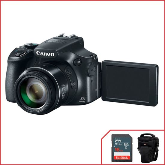 Camera Canon PowerShot SX60 HS + Cartão SanDisk 16GB + Bolsa Alhva Camera Canon PowerShot SX60 HS + Cartão SanDisk 16GB + Bolsa Alhva