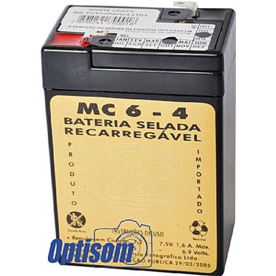 Bateria recarregável Monte Cristo 6V e 4A para flash de estúdio Bateria recarregável Monte Cristo 6V e 4A para flash de estúdio