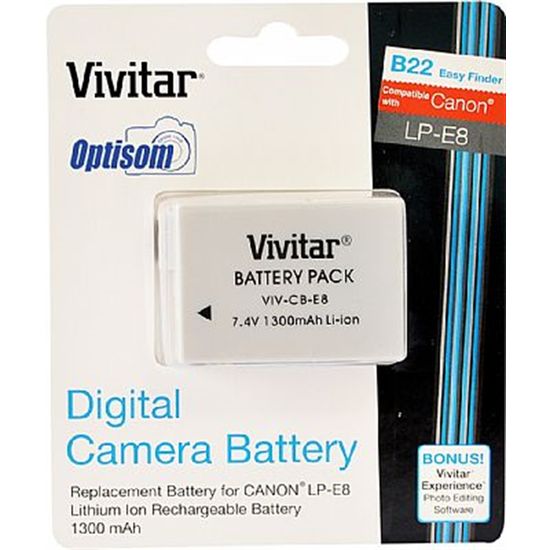 Bateria para Canon T2i T3i T4i e T5i -Vivitar LP-E8 Bateria para Canon T2i T3i T4i e T5i -Vivitar LP-E8
