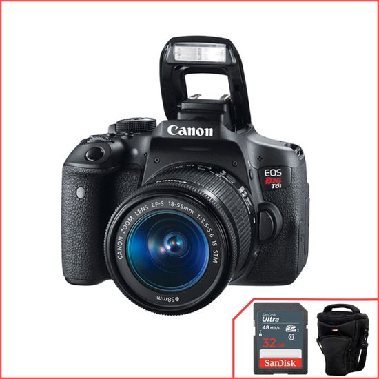 Canon EOS  T6i, WIFI com 18-55mm f/3.5-5.6 IS STM cortesia cartão + bolsa Canon EOS  T6i, WIFI com 18-55mm f/3.5-5.6 IS STM cortesia cartão + bolsa