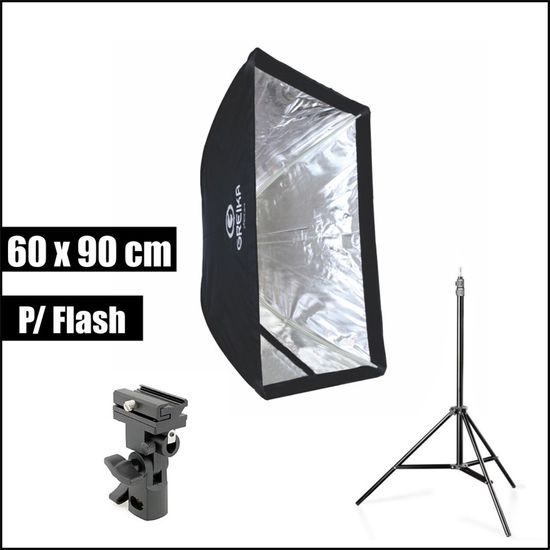 Softbox Universal 60x90 cm para flash dedicado - Completo Softbox Universal 60x90 cm para flash dedicado - Completo