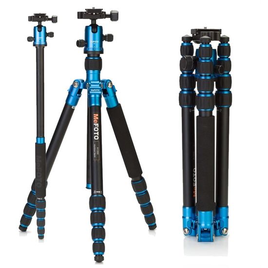 Tripé Mefoto Roadtrip compacto com cabeça ballhead 8kg - Azul Tripé Mefoto Roadtrip compacto com cabeça ballhead 8kg - Azul