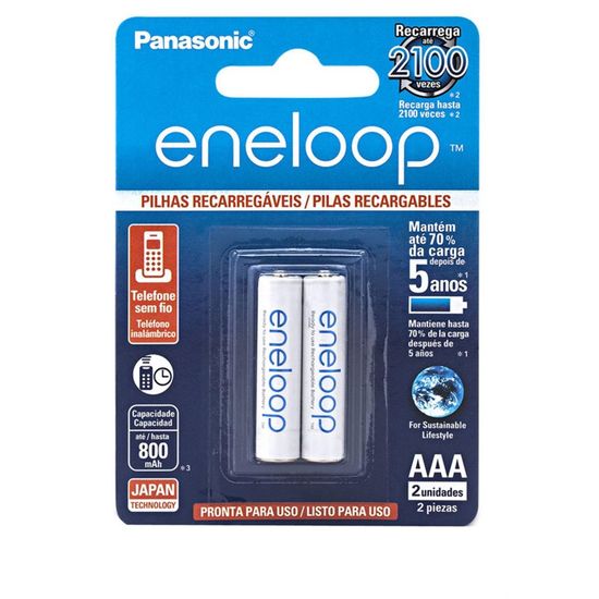 Pilha Recarregavel Panasonic AAA Pequena Com 2 Unidades 800mha Eneloop Pilha Recarregavel Panasonic AAA Pequena Com 2 Unidades 800mha Eneloop