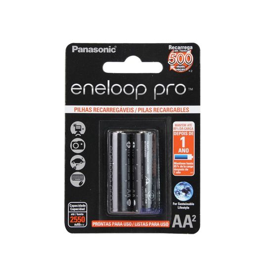 Pilhas Eneloop Pro Panasonic - 02 Pilhas AA2- 2550mAh Pilhas Eneloop Pro Panasonic - 02 Pilhas AA2- 2550mAh