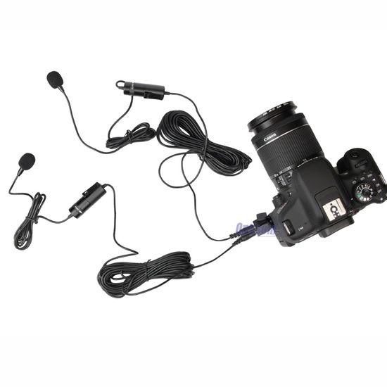 Microfone duplo lapela com Fio para Câmeras Microfone duplo lapela com Fio para Câmeras