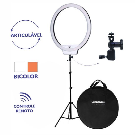 Iluminador Ring Light Pro Yongnuo Yn308 + Fonte + Tripé + Cabeça Iluminador Ring Light Pro Yongnuo Yn308 + Fonte + Tripé + Cabeça