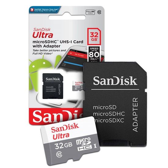 Cartão Micro Sd Ultra 32gb Sandisk 80mb/s Classe 10