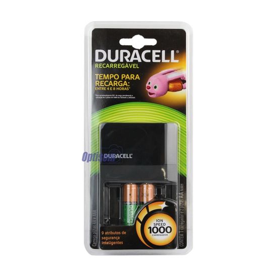 Carregador Duracell Quádruplo - Com duas pilhas AA Carregador Duracell Quádruplo - Com duas pilhas AA