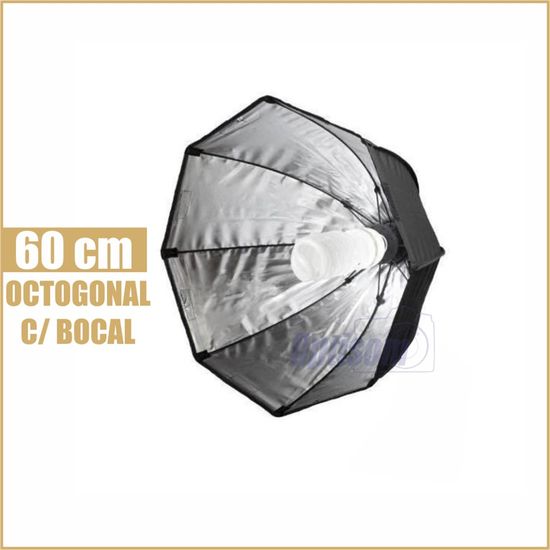 Softbox octogonal 60 cm com soquete para lâmpada Softbox octogonal 60 cm com soquete para lâmpada