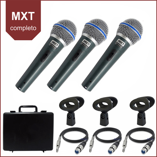 Kit de 3 Microfones de mão dinâmico MXT BTM-58A + cabos Kit de 3 Microfones de mão dinâmico MXT BTM-58A + cabos