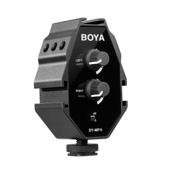 Adaptador de Audio Boya BY-MP4 P/ Cameras/Smartphones/Filmadoras Adaptador de Audio Boya BY-MP4 P/ Cameras/Smartphones/Filmadoras