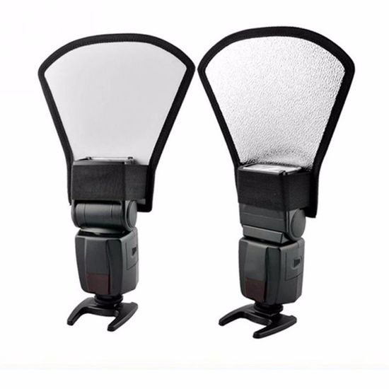 Rebatedor Universal para Flash speedlight 2 em 1 branco e prata Rebatedor Universal para Flash speedlight 2 em 1 branco e prata