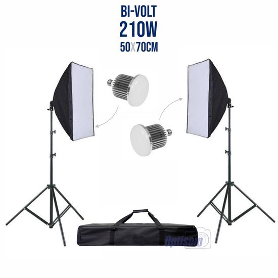 Kit de iluminação Softbox 50x70cm Led 210W Bivolt Kit de iluminação Softbox 50x70cm Led 210W Bivolt