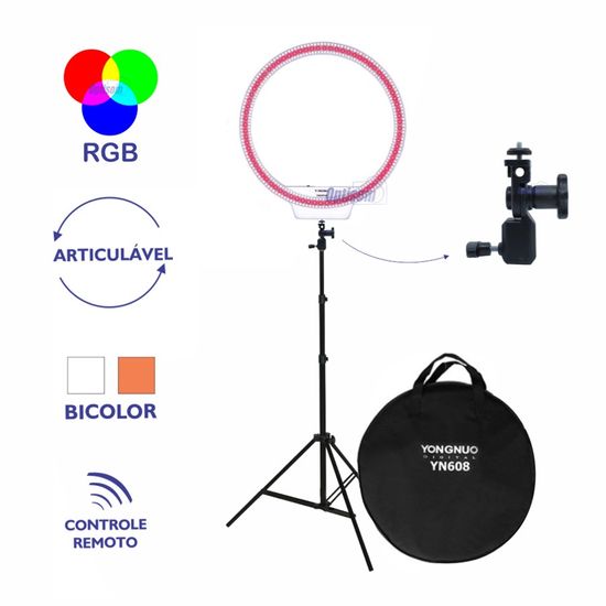 Ring Light YN608 RGB Multi Color Articulado - Completo Ring Light YN608 RGB Multi Color Articulado - Completo