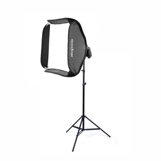 Softbox para flash speedlight 80x80 cm com tripé 2 metros Softbox para flash speedlight 80x80 cm com tripé 2 metros