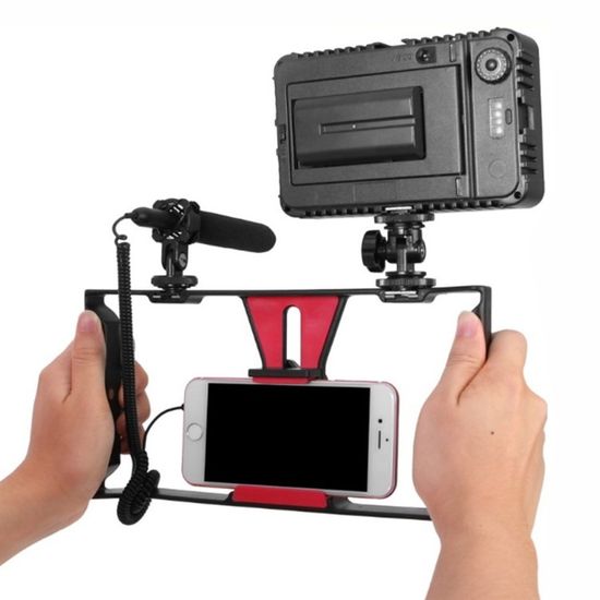 Estabilizador Gaiola Para Smartphone Com Suporte Para Microfone e Led Estabilizador Gaiola Para Smartphone Com Suporte Para Microfone e Led