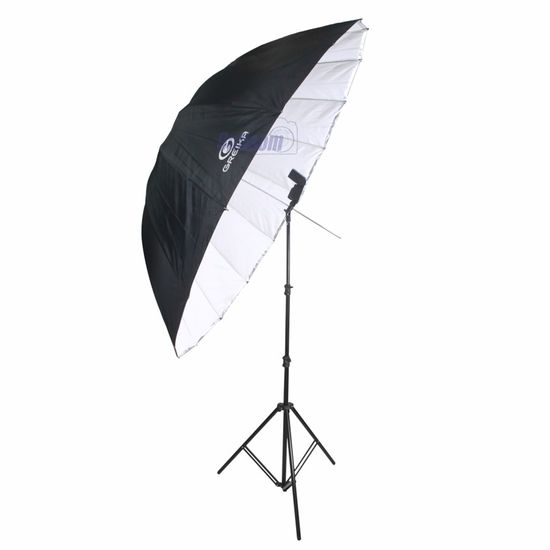 Kit Greika Sombrinha rebatedora grande Preto/Branco 180 cm + Suporte Flash + Tripé