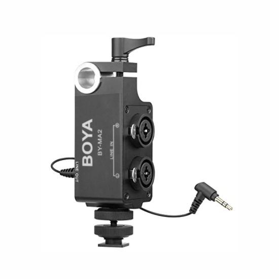Adaptador Interface Boya BY-MA2 XLR dois canais para dispositivos P2 Adaptador Interface Boya BY-MA2 XLR dois canais para dispositivos P2