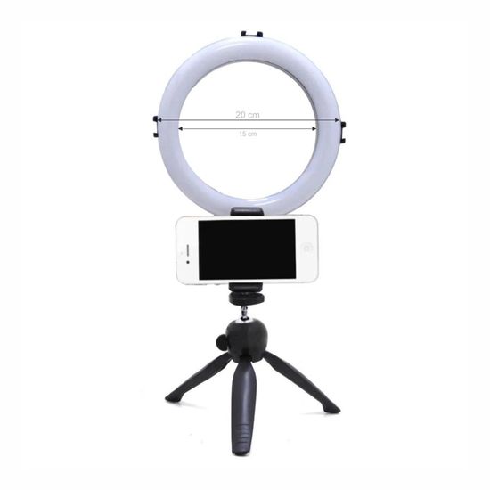 Suporte de celular com iluminação ring led + Tripé de mesa Suporte de celular com iluminação ring led + Tripé de mesa