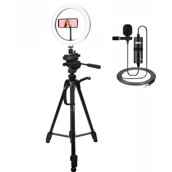 Kit para transmissão ao vivo celular + luz + microfone Kit para transmissão ao vivo celular + luz + microfone