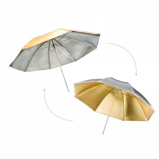 Sombrinha Refletora Dourada e Prata Reversível 2 em 1 Greika 91 cm Sombrinha Refletora Dourada e Prata Reversível 2 em 1 Greika 91 cm