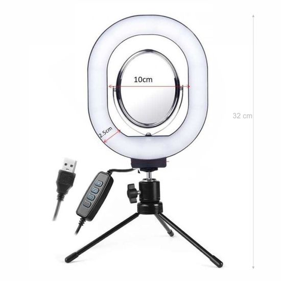 Iluminador Ring Light de mesa 6 polegadas Oval com espelho MLG-0680 Iluminador Ring Light de mesa 6 polegadas Oval com espelho MLG-0680