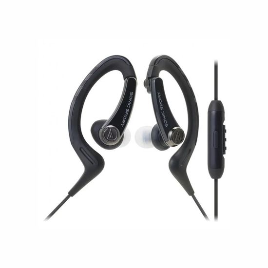Fone de ouvido Audio Technica Sonic Sport Preto com microfone ATH-SPORT1iS Fone de ouvido Audio Technica Sonic Sport Preto com microfone ATH-SPORT1iS