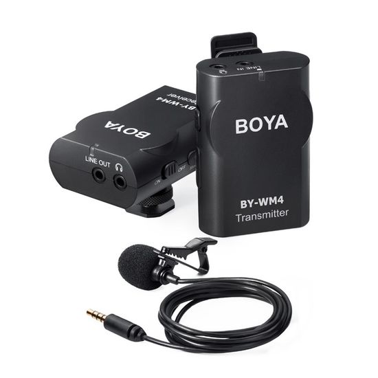 Microfone lapela sem fio para smartphone e câmera Boya BY-WM4