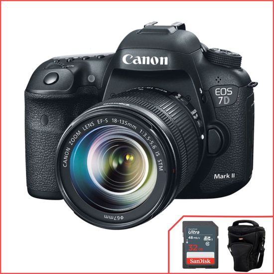 Kit Canon EOS 7D Mark II com 18-135mm f3.5-5.6 IS STM + cartão 32Gb. Kit Canon EOS 7D Mark II com 18-135mm f3.5-5.6 IS STM + cartão 32Gb.