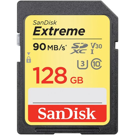 Cartão Sandisk Sdxc 128gb 90mb/s Para Câmera Digital, Canon, Fuji