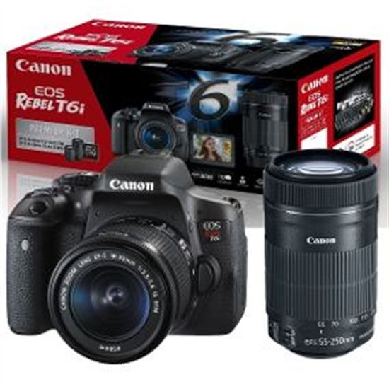 Kit Canon Rebel T6i Premium com a 18-55mm e 55-250mm Kit Canon Rebel T6i Premium com a 18-55mm e 55-250mm