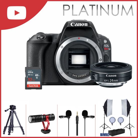 Kit Câmera Canon SL2 Youtuber Platinum Kit Câmera Canon SL2 Youtuber Platinum