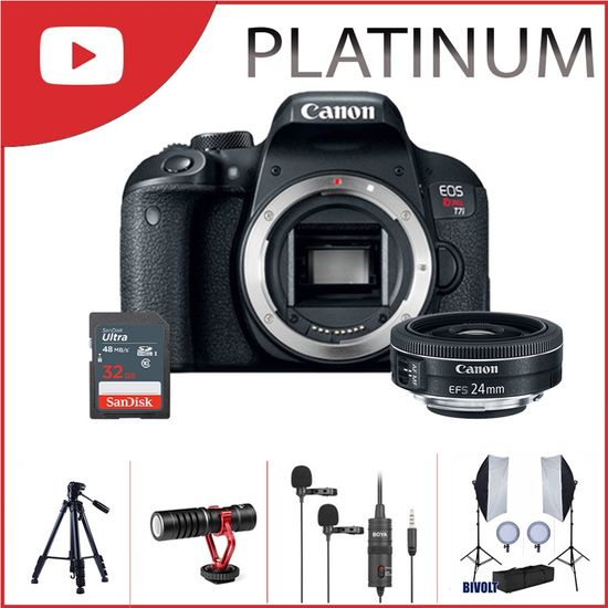 Kit câmera Canon T7i Youtuber Platinum Kit câmera Canon T7i Youtuber Platinum