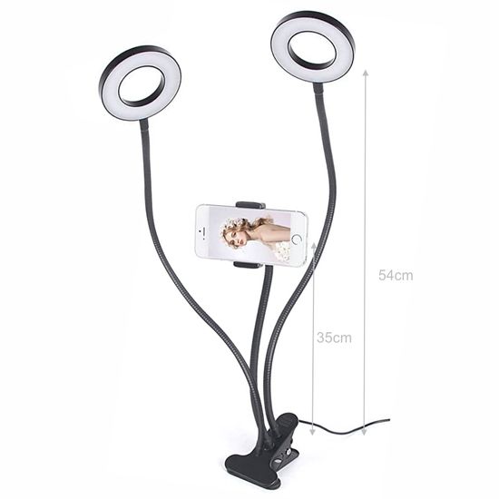 Iluminador Ring Light Duplo Com Suporte para Celular - Greika Iluminador Ring Light Duplo Com Suporte para Celular - Greika