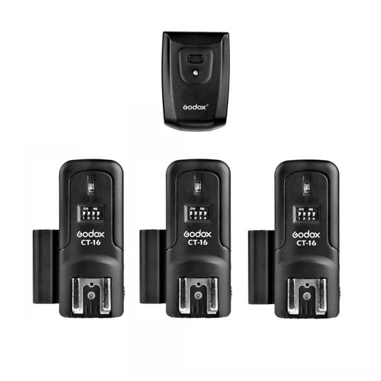 Rádio Flash Triplo Godox Ct16 Com Transmissor E Receptores Rádio Flash Triplo Godox Ct16 Com Transmissor E Receptores
