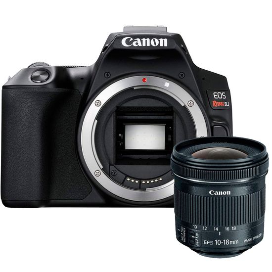 Câmera Canon Eos Rebel Sl3 Wfi 4k +10-18mm F/4.5-5.6 Is Stm Câmera Canon Eos Rebel Sl3 Wfi 4k +10-18mm F/4.5-5.6 Is Stm