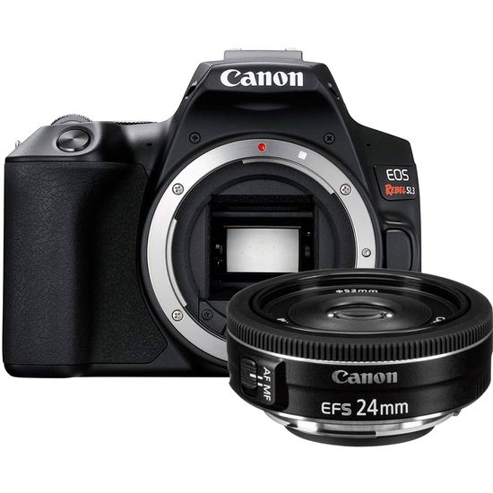 Câmera Canon Eos Rebel Sl3 Wfi 4k + 24mm F/2.8 Stm Câmera Canon Eos Rebel Sl3 Wfi 4k + 24mm F/2.8 Stm