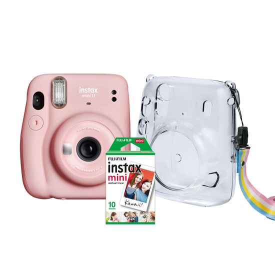 Kit Câmera Instax Mini 11 Rosa + Bolsa Crystal + 10 Filmes Kit Câmera Instax Mini 11 Rosa + Bolsa Crystal + 10 Filmes