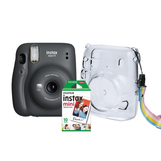 Kit Câmera Instax Mini 11 Grafite + Bolsa Crystal + 10 filmes Kit Câmera Instax Mini 11 Grafite + Bolsa Crystal + 10 filmes