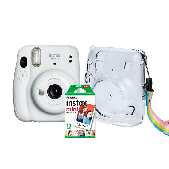 Kit Câmera Instax Mini 11 Branca + Bolsa Crystal + 10 Filmes Kit Câmera Instax Mini 11 Branca + Bolsa Crystal + 10 Filmes