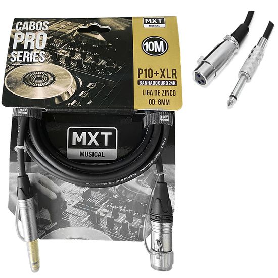 Cabo De Microfone P10 Xlr Mono Mxt Pro Series - 10 Metros Cabo De Microfone P10 Xlr Mono Mxt Pro Series - 10 Metros