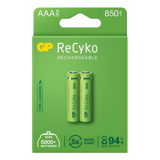 Pilhas GP Recyko Recarregáveis Palito AAA - 2 UND 850mah Pilhas GP Recyko Recarregáveis Palito AAA - 2 UND 850mah