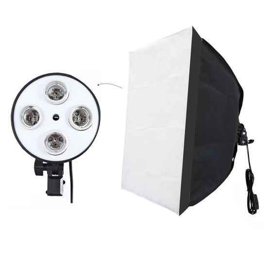 Softbox Quadrúplo 60x60cm Bocal E27 Greika Luz Continua Softbox Quadrúplo 60x60cm Bocal E27 Greika Luz Continua