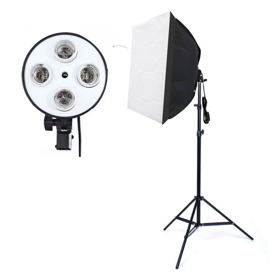 Softbox Quadruplo Greika 60x60cm Para Lâmpadas + Tripé Softbox Quadruplo Greika 60x60cm Para Lâmpadas + Tripé