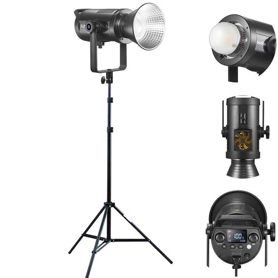 Iluminador LED Godox SL150IIBI, Luz Contínua Bicolor, Potência 150W + Tripé Greika 2,4 Metros Iluminador LED Godox SL150IIBI, Luz Contínua Bicolor, Potência 150W + Tripé Greika 2,4 Metros