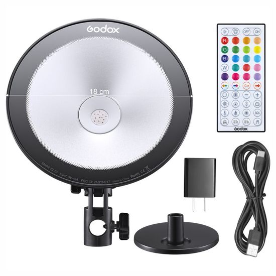 Iluminador Led Godox Rgb Com Efeitos De Luz Cl10 + Controle Iluminador Led Godox Rgb Com Efeitos De Luz Cl10 + Controle