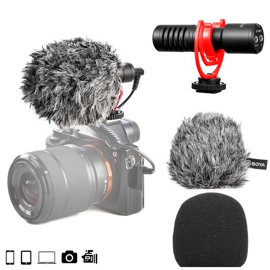 Microfone Micro Shotgun Para Smartphones E Câmeras Boya By-mm1+ Microfone Micro Shotgun Para Smartphones E Câmeras Boya By-mm1+