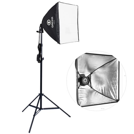 Softbox Luz Continua Greika 40x40 Cm Para Lâmpada + Tripé 2m Softbox Luz Continua Greika 40x40 Cm Para Lâmpada + Tripé 2m